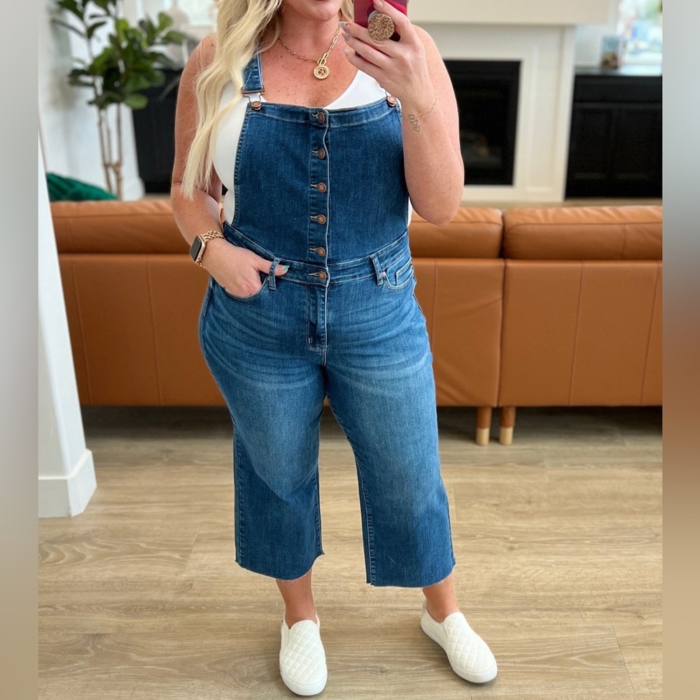 Judy Blue High Rise Wide Leg Crop Overalls-Size 2XL